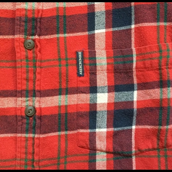 Abercrombie thick flannel red plaid shirt - Picture 3 of 7